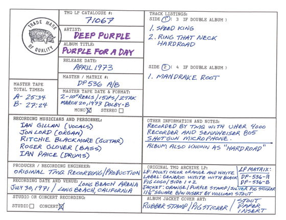 Deep Purple Discography Grids
