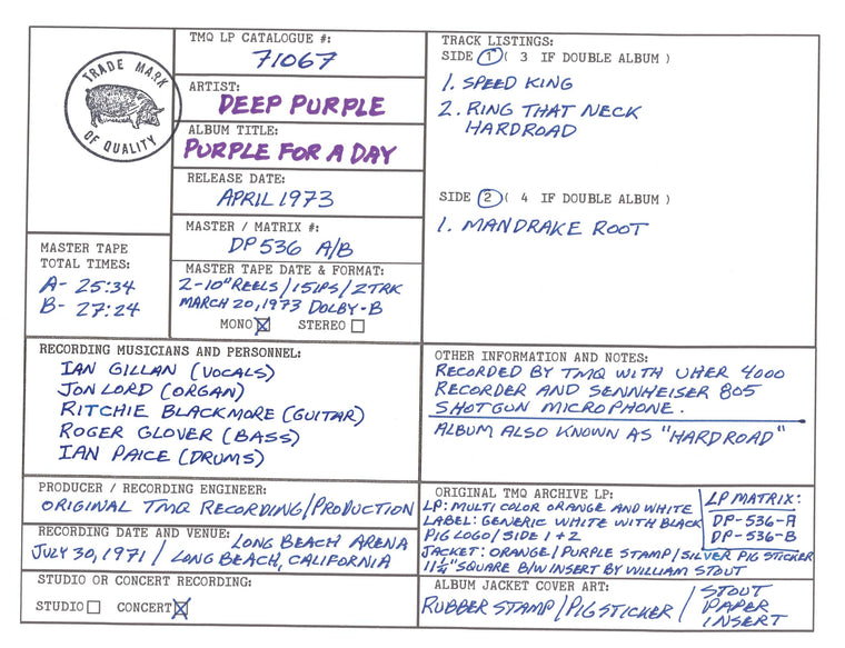 Deep Purple Discography Grids