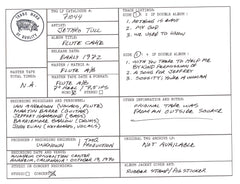 Jethro Tull Discography Grids