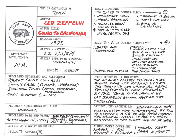 Led Zeppelin Discography Grids