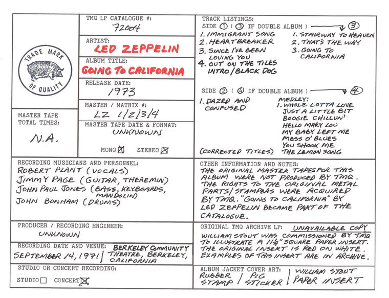 Led Zeppelin Discography Grids