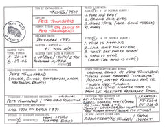 Pete Townshend Discography Grid