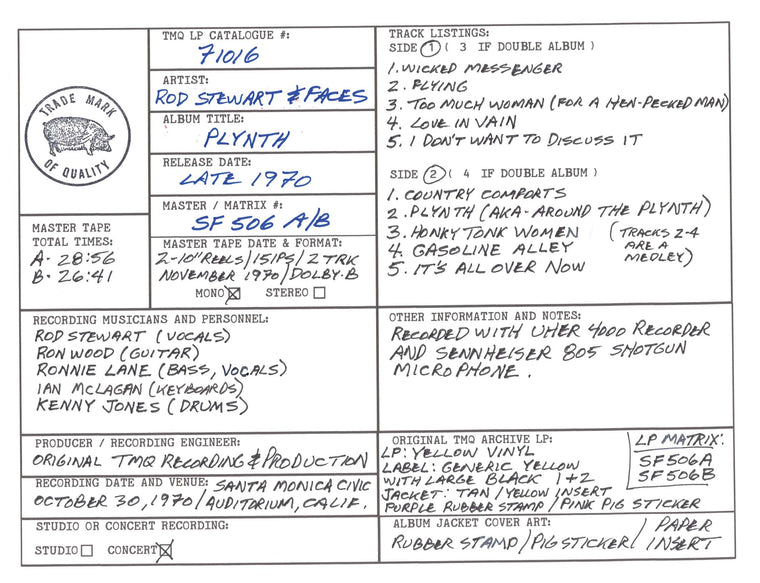 Rod Stewart Discography Grid