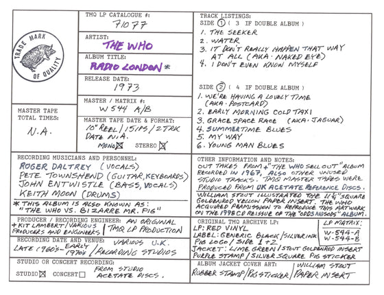 The Who Discography Grids